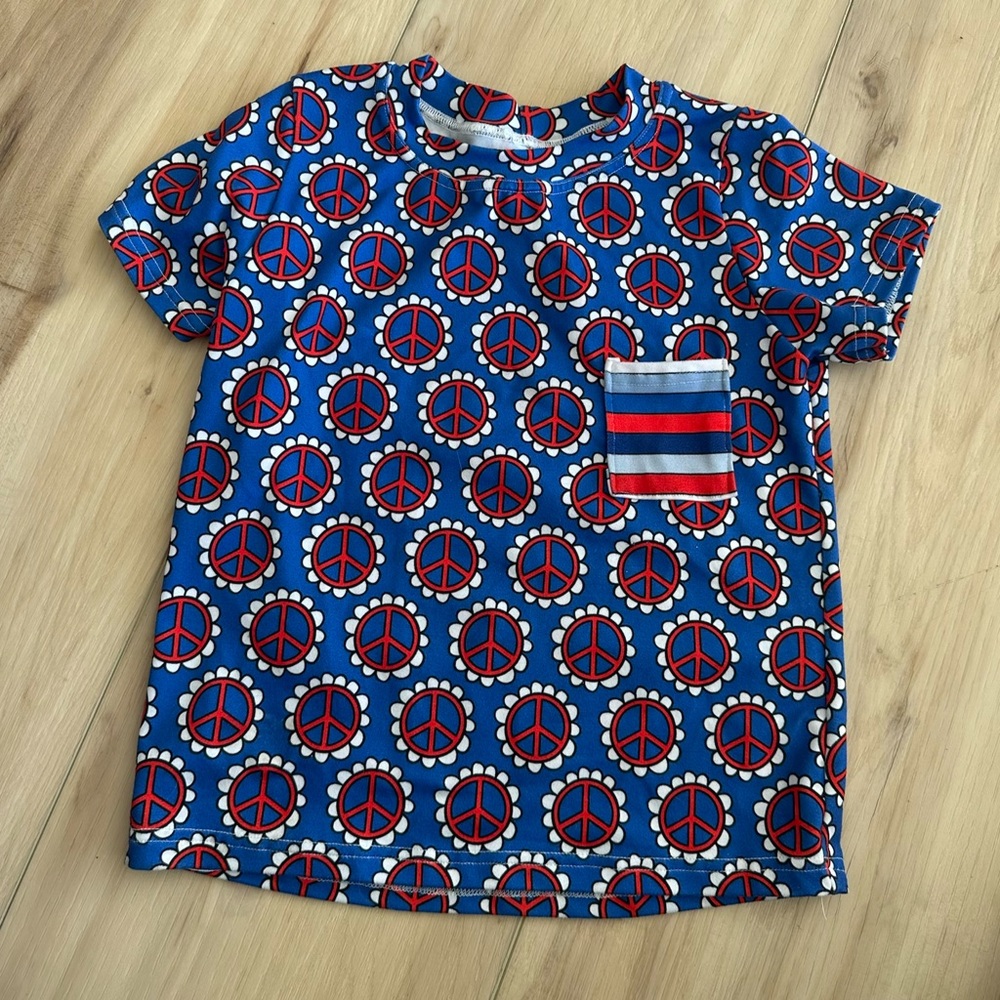 One of a kind, 4th of July Peace Sign Blue and Red Kids Shirt